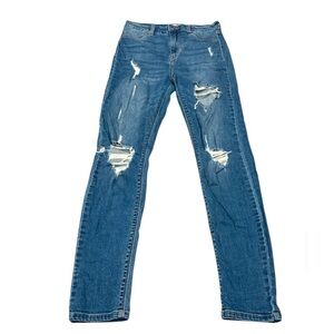 CELLO Straight Jeans Womens Size 11 Medium Wash Distressed Blue Denim